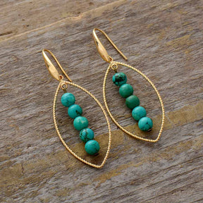 Gold Oval Turquoise Earrings - Cape Diablo