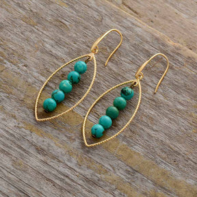 Gold Oval Turquoise Earrings - Cape Diablo