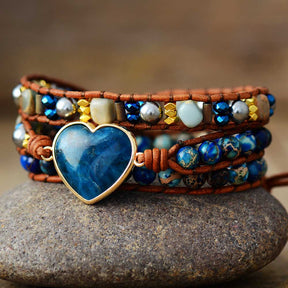 Healing Apatite Heart Wrap Bracelet - Cape Diablo