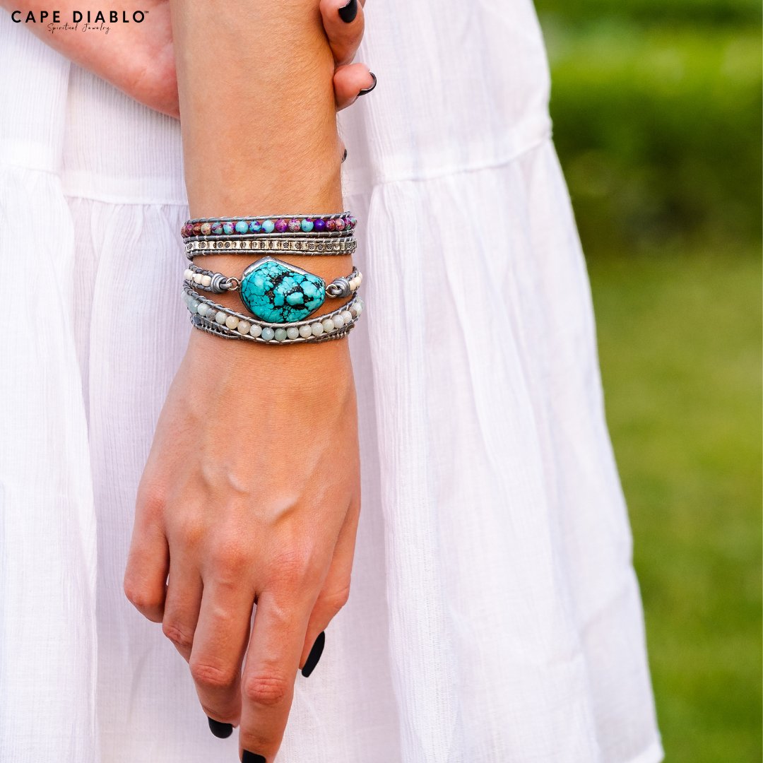 Healing Turquoise Protection Wrap Bracelet - Cape Diablo