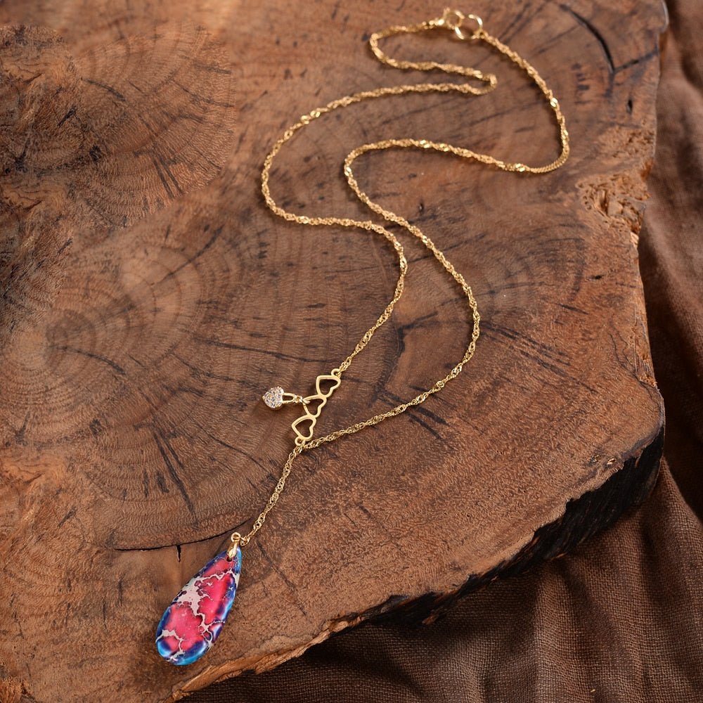 Heartened Jasper Waterdrop Necklace - Cape Diablo