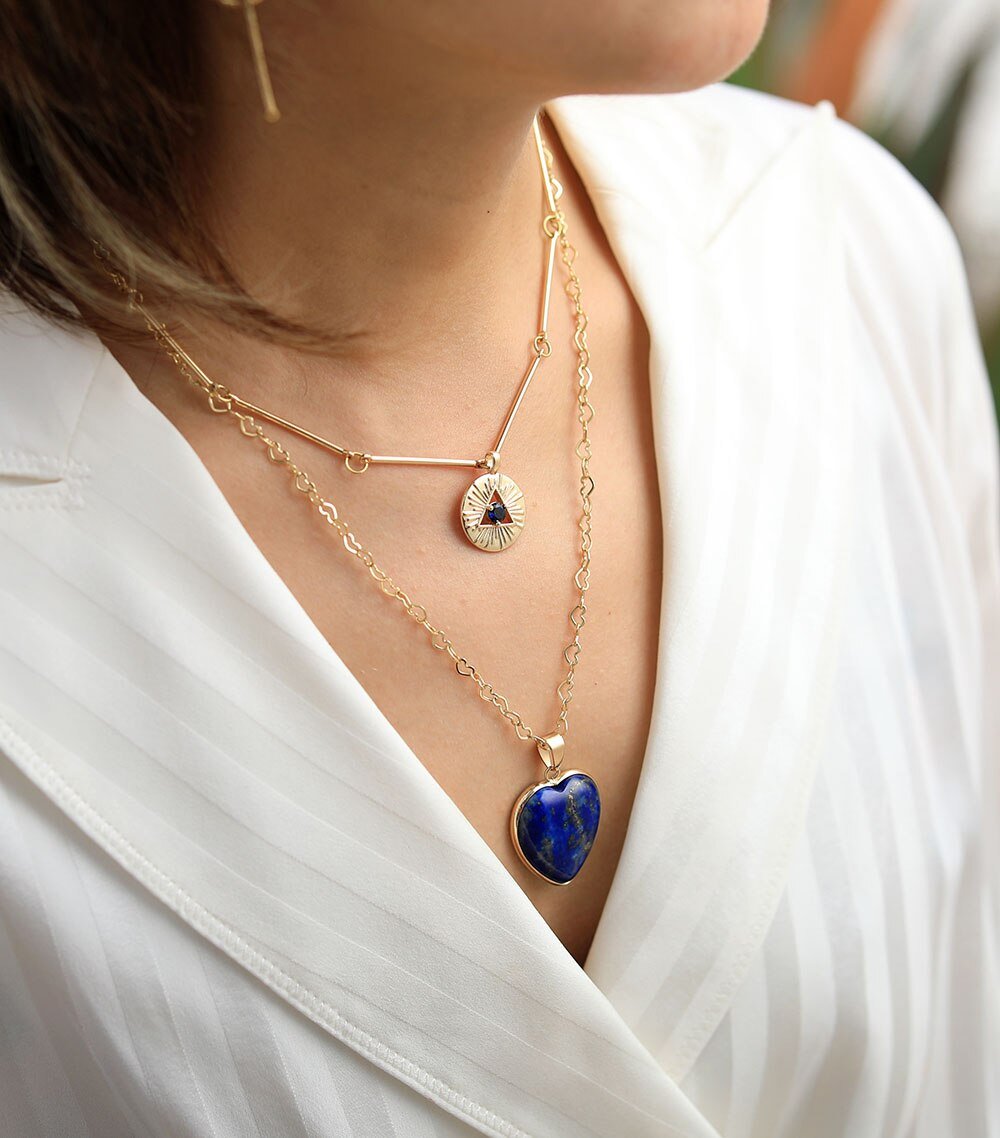 Intense Lapis Lazuli Heart Necklace - Cape Diablo