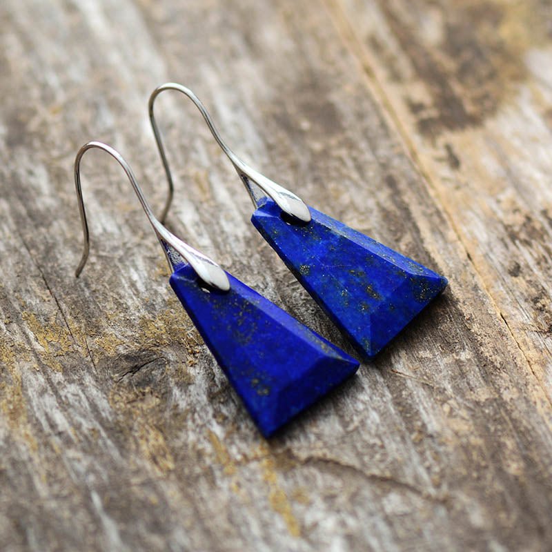 Lapis Lazuli Geometric Drop Earrings - Cape Diablo