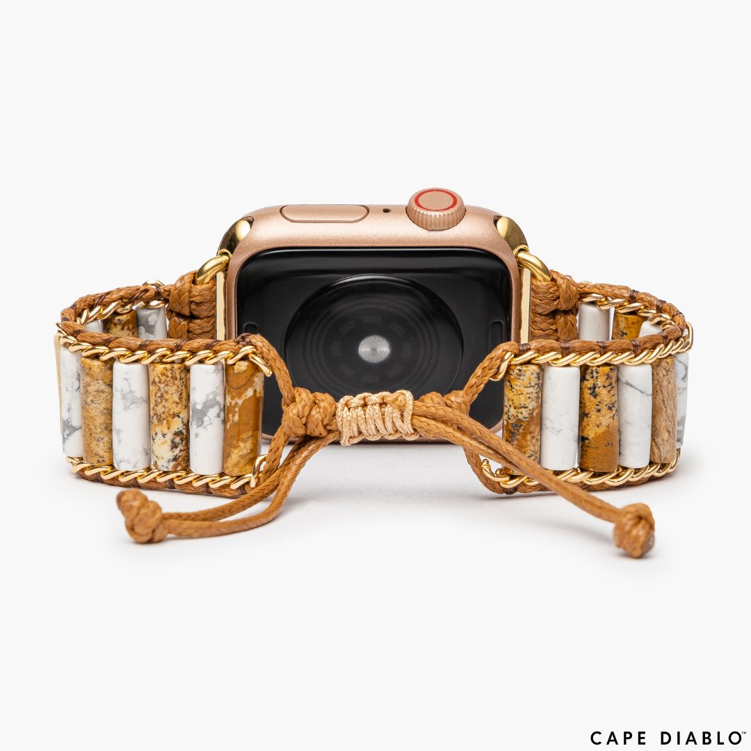 Linked Howlite Jasper Apple Watch Strap - Cape Diablo