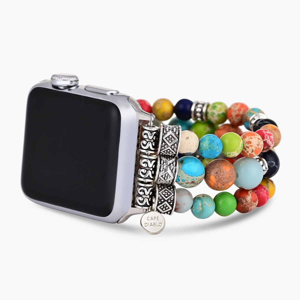 Vibrant Beaded Apple Watch Strap Festive Merry Charms Beaded Steel Bracelet Band For Apple  main image 2
